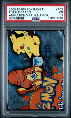 POP 1! 2000 TOPPS POKEMON TV SERIES 3 PUZZLE P02 PUZZLE CARD 2 FOIL PSA 3 VG - Image 1