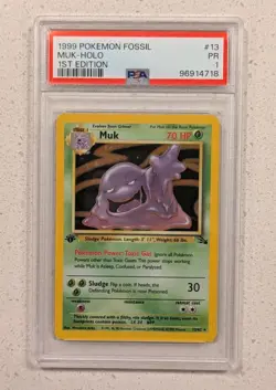 Muk Holo 1999 Fossil 1st Edition Vintage Pokemon Card #13 - PSA 1 - Image 1