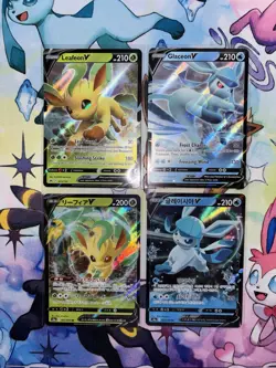 Pokemon TCG Leafeon V and Glaceon V Lot of 4 Cards NM Crown Zenith Eevee Heroes - Image 1