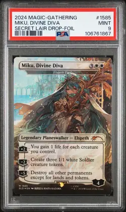 2024 MTG SECRET LAIR DROP FOIL #1585 MIKU, DIVINE DIVA PSA 9 - Image 1