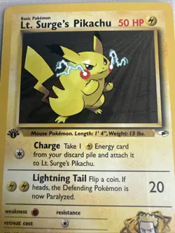 Lt. Surge’s Pikachu 1st Edition Gym Heroes 81/132 WOTC Vintage Pokemon - Image 2
