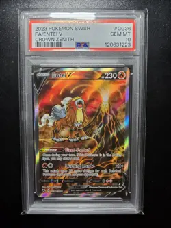 Pokemon 2023 Entei V GG36/GG70 Full Art Crown Zenith GEM MINT PSA 10 - Image 1