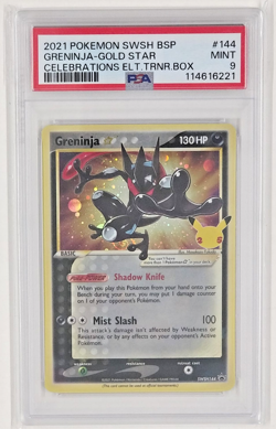 PSA 9 Pokemon Greninja Gold Star Celebrations ETB Promo SWSH144 Mint - Image 1