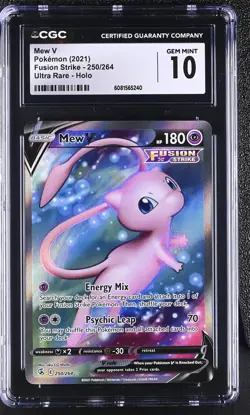 2021 Pokemon Sword & Shield Fusion Strike Full Art Mew #250/264 V Holo CGC 10 - Image 1