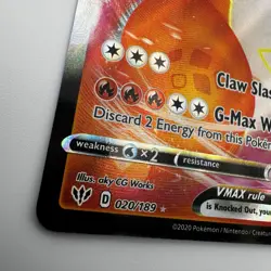 Pokemon TCG Charizard VMAX 020/189 SWSH Darkness Ablaze Ultra Rare NM - Image 2