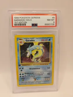 1999 Pokemon German #6 Garados Halo NM-MT 1st Edition PSA 8 Graded - Image 1
