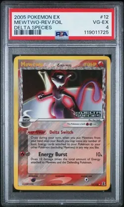 2005 Pokemon EX Mewtwo Delta Species Reverse Holo #12 PSA 4 VG-EX - Image 1