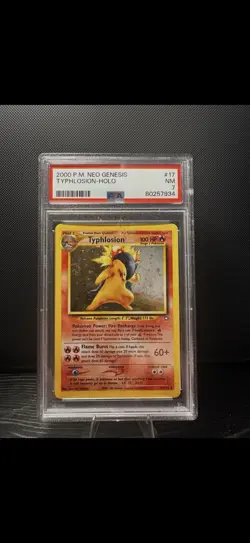 PSA 7 Typhlosion 2000 Neo Genesis 17/111 Holo SWIRL Pokemon Card - Image 1
