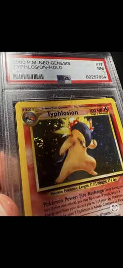 PSA 7 Typhlosion 2000 Neo Genesis 17/111 Holo SWIRL Pokemon Card - Image 2
