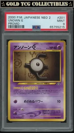 PSA 9 ⭐ Pokemon Unown E 201 Neo 2 Japanese Promo Graded Card - Image 1