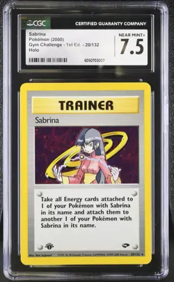 CGC 7.5 Sabrina 2000 Gym Challenge 1st Edition 20/132 Holo Pokemon Card - Image 1