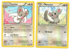 Pokemon Cards: Cinccino 88/124 & Minccino 87/124 XY Fates Collide Set! - Image 1