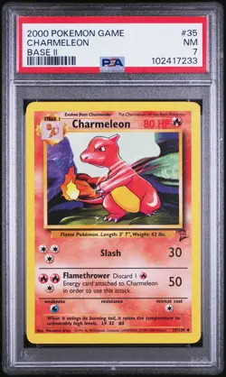 2000 Pokemon Base 2 #35 Charmeleon PSA 7 Card NM! Trusted Seller! Free Shipping! - Image 1