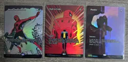MTG Marvel Spiderman Mythic Lot 3 Cards SPM Borderless Foil Heroic Intervention - Image 1
