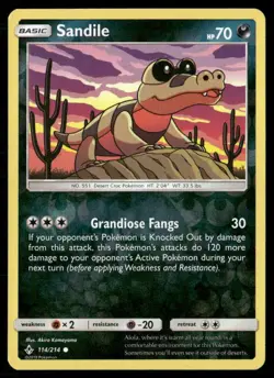 2019 Unbroken Bonds Set Pokemon Card 114 Sandile Reverse Foil NM - Image 1