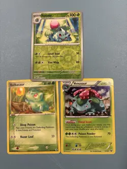 Bulbasaur 54/112 Ivysaur 2/165 Venusaur 3/108 Evolution Line- LP/NM Pokemon Lot - Image 1