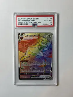 2020 Pokemon SWSH Vivid Voltage #186 FA Secret Orbeetle VMax PSA 10 Gem Mint - Image 1