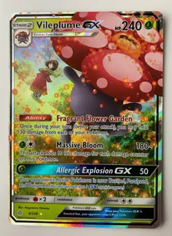 Pokemon TCG: Vileplume GX Holo Ultra Rare Cosmic Eclipse 4/236 NM - Image 1