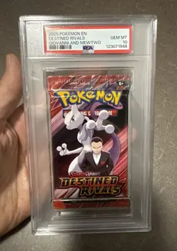 PSA 10 Destined Rivals Giovanni And Mewtwo Graded Pokemon Booster Pack 2025 - Image 1