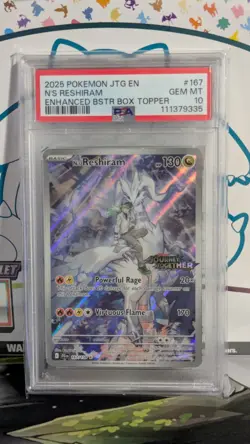 2025 Pokemon Journey Together #167 N’s Reshiram STAMPED PSA 10 - Image 1