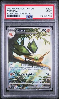 2024 Pokemon Surging Sparks - VIBRAVA ILLUSTRATION RARE #206 - PSA 9 - Image 1