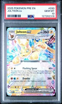 2025 POKEMON PRE EN-PRISMATIC EVOLUTIONS #030 JOLTEON EX PSA 10 - Image 1