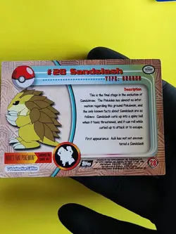 #28 SANDSLASH Blue Logo Pokemon Topps TV Animation Edition Trading Card 1999 - Image 2