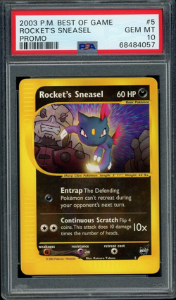 PSA 10 GEM MINT Rocket's Sneasel #5 (Best of Game) Rare Promo Pokemon Card - Image 1