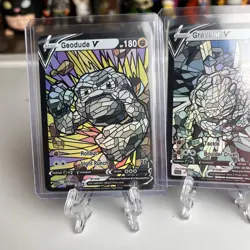 Fan Art Holographic Set Stained Glass Mosaic Proxy Custom Card Geodude Golem - Image 2