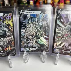 Fan Art Holographic Set Stained Glass Mosaic Proxy Custom Card Geodude Golem - Image 3