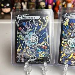 Fan Art Holographic Set Stained Glass Mosaic Custom Card Magnemite Magneton - Image 2