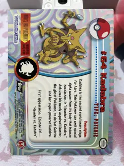 Pokemon #64 Kadabra 1999 TV Animation Edition Blue Logo Topps - Image 2