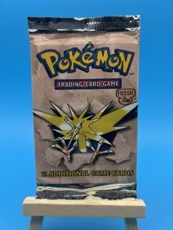 POKEMON FOSSIL BOOSTER PACK ZAPDOS ART WOTC 1999 FACTORY SEALED - Image 1
