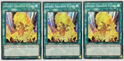 3 x BLVO-EN051 Armed Dragon Flash - Secret Rare 1st Edition Lightly Played - Image 1