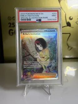 2023 Pokemon Mew Erika’s Invitation SIR 203/165 PSA 9 Mint - Trainer Card - Image 1
