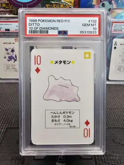 Ditto PSA 10 Pokemon Card #132 Red Poker Set 10 Of Diamonds 1996 GEM MINT - Image 1