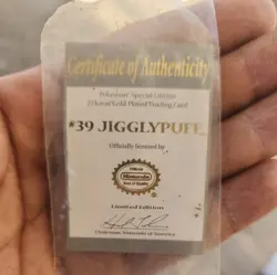 Pokemon Jigglypuff 23K Gold-Plated Card Certificate of Authenticity 1999 - Image 1