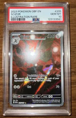 Pokemon 2023 Obsidian Flames Scizor 205/197 IR TCG Holo Card PSA 10 Graded - Image 1