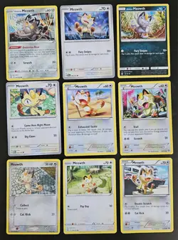 Meowth Card Lot x9 HP to NM Pokemon TCG - Image 1