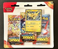 Pokemon TCG - Scarlet & Violet - Surging Sparks - 3 Pack Blister - Zapdos - New - Image 1