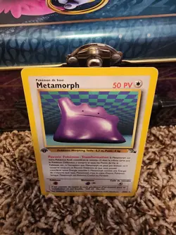 Metamorph! French Ditto, Lightly Played, Fossil Holo Rare Pokemon TCG 3/62 - Image 1