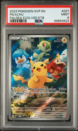 PSA 9 MINT Pikachu SVP027 Paldea Evolved ETB 027 HOLO PROMO Pokemon Card - Image 1