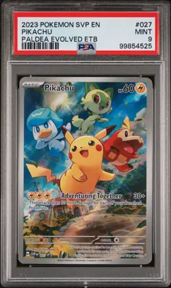 PSA 9 MINT Pikachu SVP027 Paldea Evolved ETB 027 HOLO PROMO Pokemon Card - Image 3