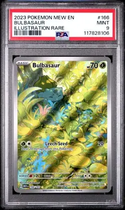 Bulbasaur SV 151 166/165 Illustration Rare EN-Mew #166 Pokemon Card PSA 9 - MINT - Image 1