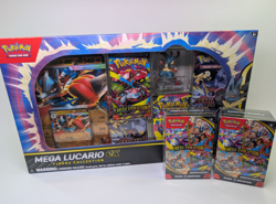 Mega Lucario Ex Box Figure Collection + 2x Mega Booster Bundle Pokemon Lot - Image 1