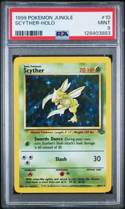 1999 Pokemon Jungle Scyther 10 HOLO PSA 9 MINT - Image 1