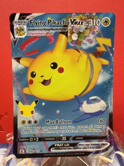 Pokemon TCG Flying Pikachu VMAX 007/025 Celebrations Full Art Ultra Rare #421 - Image 1