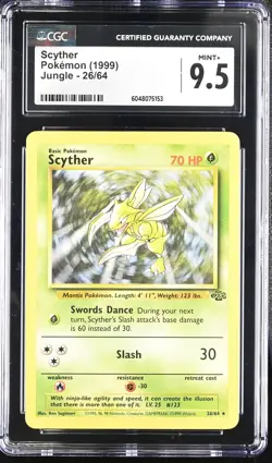 CGC 9.5 MINT+ Scyther 1999 Jungle 26/64 Pokemon Card - Image 1
