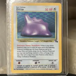 Pokemon TCG Ditto Fossil 3/62 Holo 1999 Rare Card - Image 1