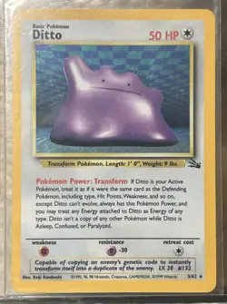 Pokemon TCG Ditto Fossil 3/62 Holo 1999 Rare Card - Image 2